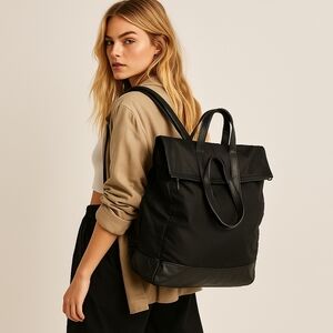 ATM Convertible Travel Tote Backpack | Leather Nylon Expandable Carry-On Weekend